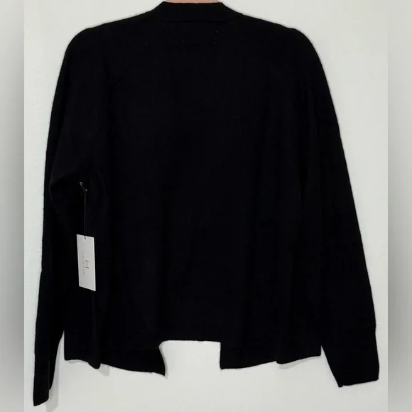 H HALSTON NWT Black 100% Cashmere 2-Ply Open Cardigan - Picture 5 of 5